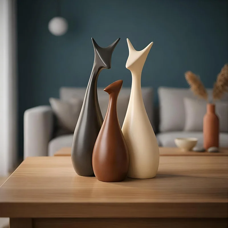Xtore Lucky Deer Family Ceramic Figures